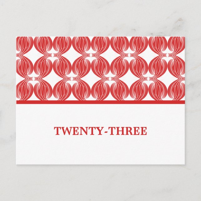 Red Modern Deco Table Number Postcard (Front)