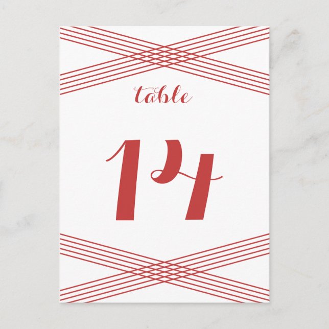 Red Modern Deco Table Postcard (Front)