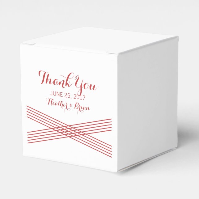 Red Modern Deco Wedding Favour Boxes (Front Side)
