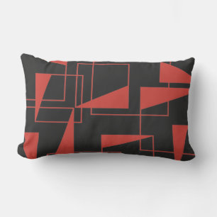 Red, modern, dynamic, trendy geometric pattern lumbar pillow