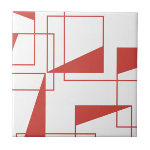 Red, modern, dynamic, trendy geometric pattern tile