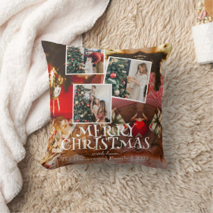 Red Modern elegant family christmas customize Throw Pillow