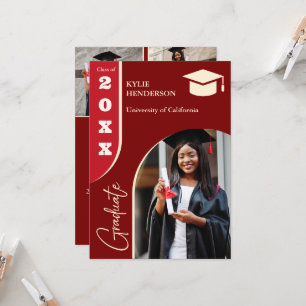 Red Modern Graduation Photo Invitation