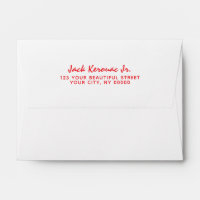Red Modern Handwritten Wild Bold Return Address