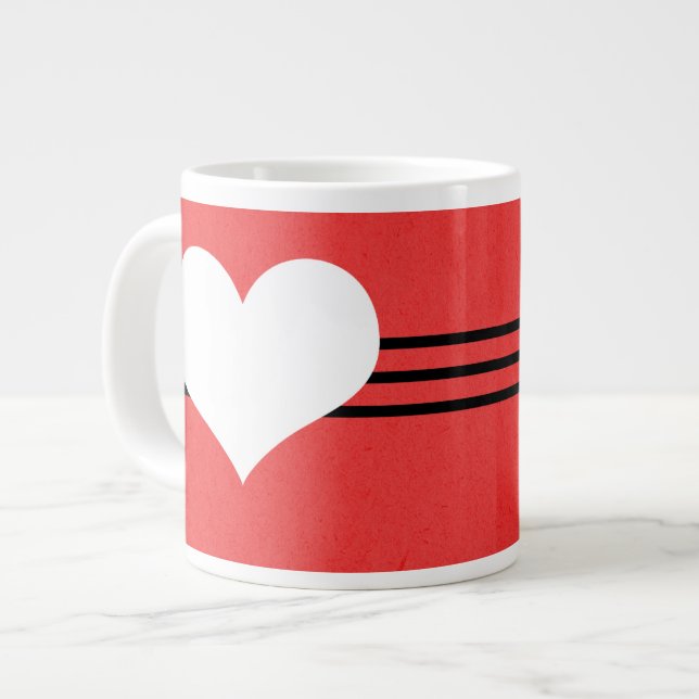 Red Modern Heart Jumbo Mug (Front Left)