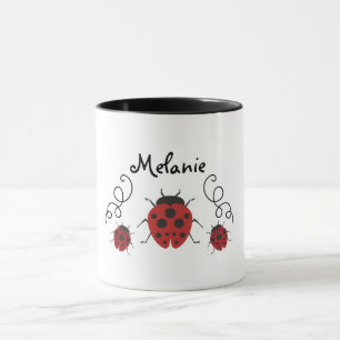 Red Modern Ladybug Personalize it Mug