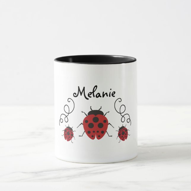 Red Modern Ladybug Personalize it Mug (Center)