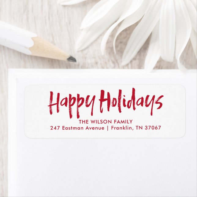 Red Modern Lettering Happy Holidays Adresse (En situation)