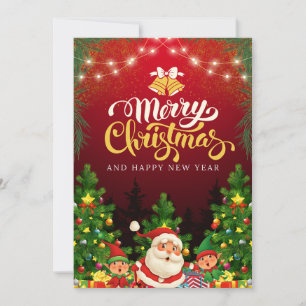 Red Modern Merry Christmas And New Year Holiday Card