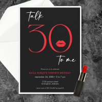 Red Modern Minimal Lips Talk Thirty Birthday