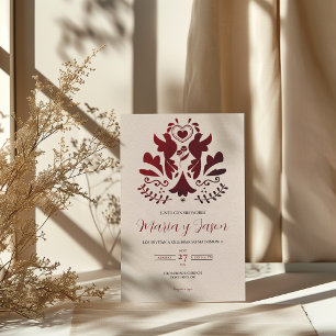 Red Modern Minimalist Elegant Spanish Wedding Invitation