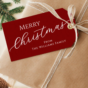 Red Modern Minimalist Merry Christmas Gift Tags