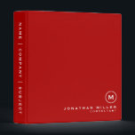 Red Modern Minimalist Simple Monogram Binder<br><div class="desc">A stylish minimalist personalized binder design with modern typography which can easily be personalized with your own monogram initial name profession or custom text. The design features a stylish monogram medallion on a red background.</div>