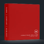 Red Modern Minimalist Simple Monogram Binder<br><div class="desc">A stylish minimalist personalized binder design with modern typography which can easily be personalized with your own monogram initial name profession or custom text. The design features a stylish monogram medallion on a red background.</div>