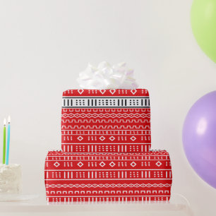 Red Modern Mudcloth Pattern Wrapping Paper