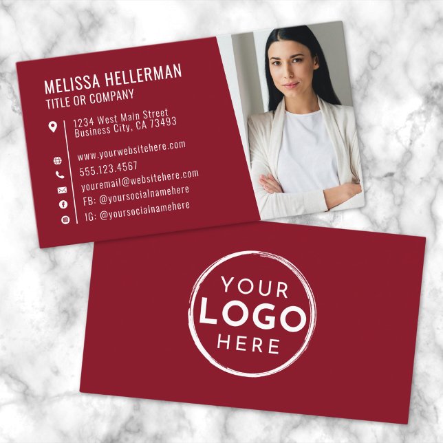 Red Modern Photo Logo Professional Business Card (Red Modern Photo Logo Professional Business Card )