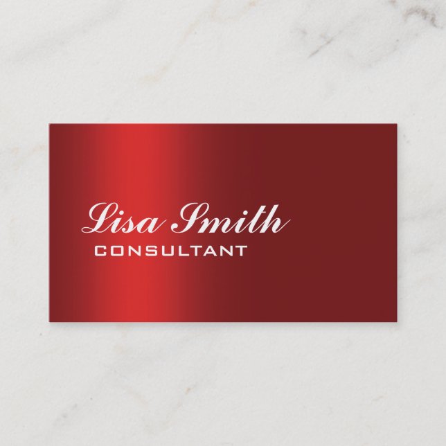 Red Modern Professional Elegant Simple Plain Business Card (Front)