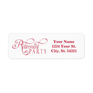Red, Modern Retirement Address Labels