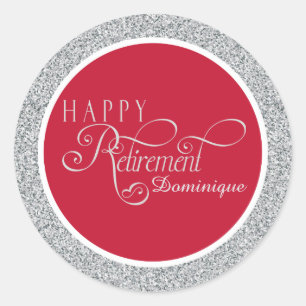 Red Modern Retirement Party Stickers