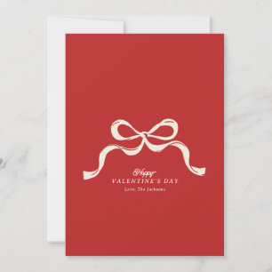 red modern retro bow non photo Happy Valentine's Holiday Card