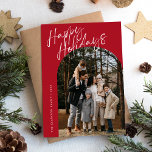Red Modern Script Happy Holidays Arch 2 Photo Holiday Card<br><div class="desc">Red Modern Script Happy Holidays Arch 2 Photo Holiday Card features a fun and modern script on a full bleed photo,  along with a second photo on the back and room for your message.</div>