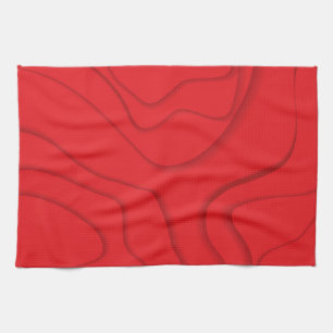 Red, modern, trendy, cool paper cut style art kitchen towel