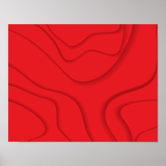 Red, modern, trendy, cool paper cut style art poster (Front)