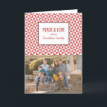 Red Modern Triangles Holiday Photo Card<br><div class="desc">Stylish and trendy Modern Triangles Holiday Photo Greeting Card with a simple geometric triangle pattern background in red and white. This elegant and modern photo card can be easily customized with your own family photo and personalized Christmas greeting. Find more customization options by clicking Customize It. Photography © Storytree Studios,...</div>