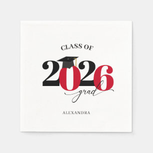 Red Modern Typography Class of 2026 Graduate  Napkin