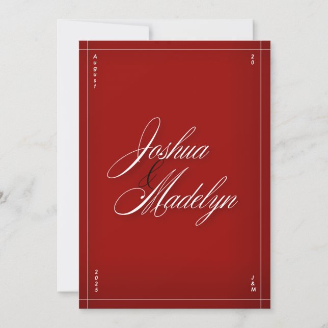 Red Modern Wedding Invitation Template (Front)