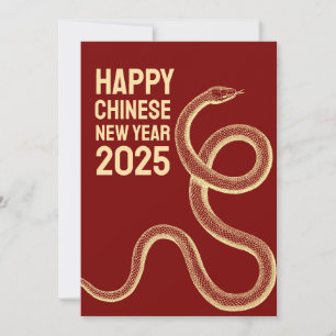 Red Modern Year of the Snake Lunar New Year 2025 Holiday Card