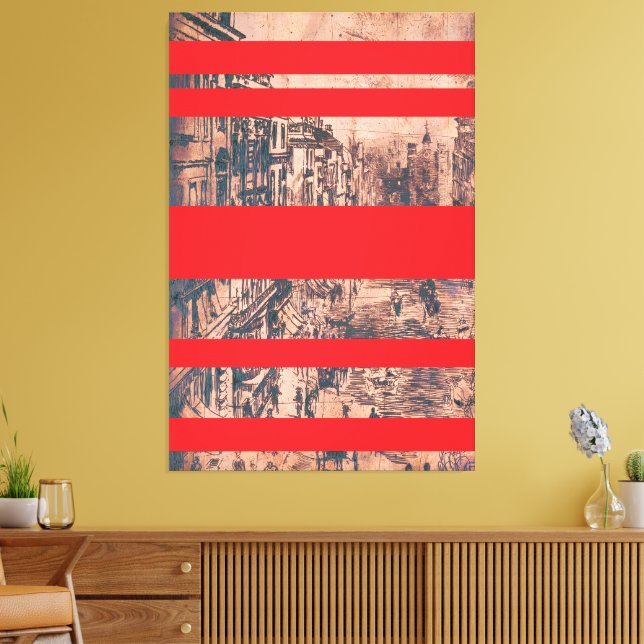 Red Modernized Version of St. James's Street Canvas Print (Insitu(LivingRoom))