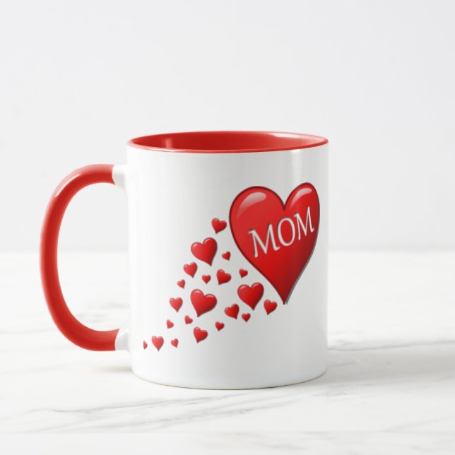 Red Mom Hearts Mug (Left)