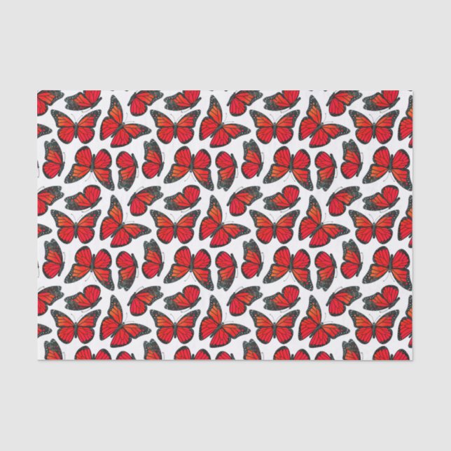 Red Monarch Butterfly Pattern Tissue Paper (Front)
