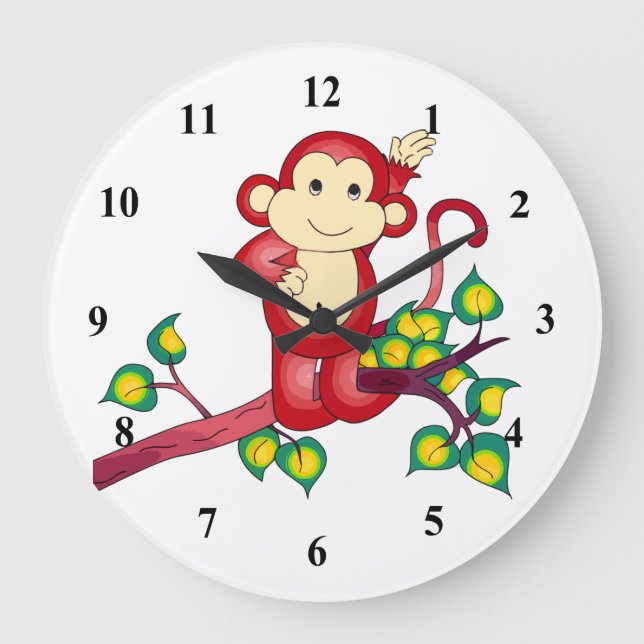 Red Monkey Animal Clock (Front)