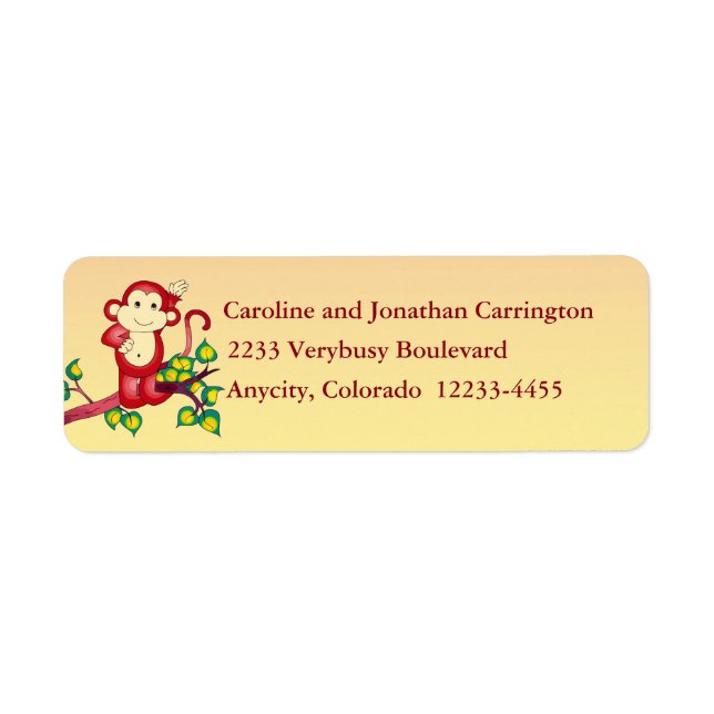 Red Monkey Return Address Label (Front)