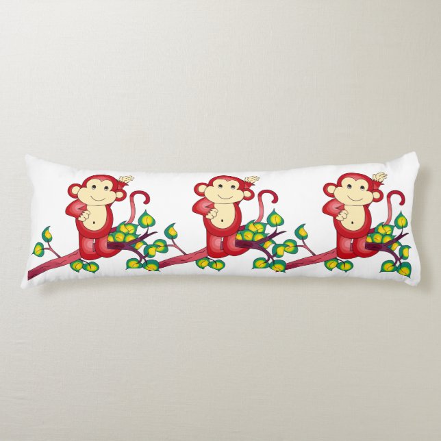 Red Monkeys Animal Body Pillow (Front)