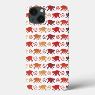 Red Monkeys Pattern iPhone 13 Case