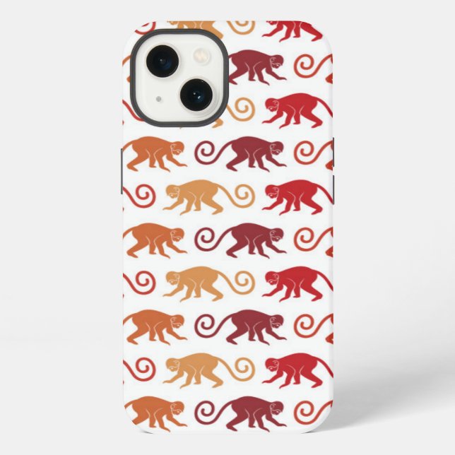 Red Monkeys Pattern iPhone Case (Back)
