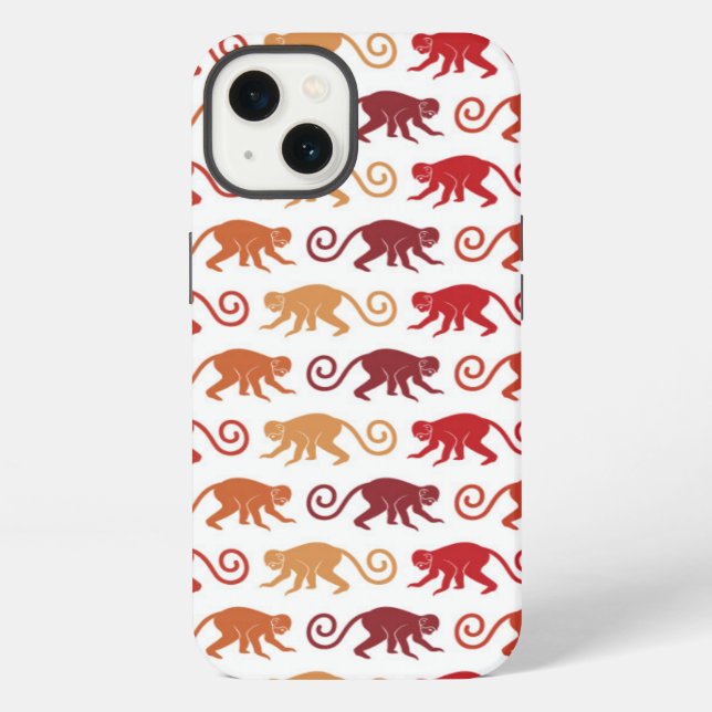 Red Monkeys Pattern iPhone Case (Back)