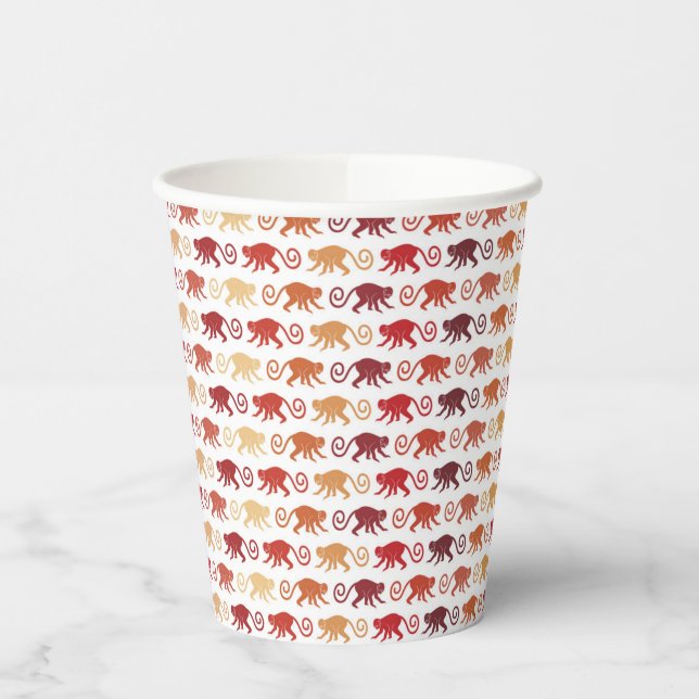 Red Monkeys Pattern Paper Cups (Left)