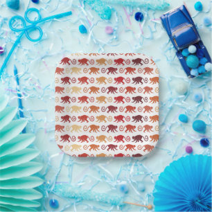 Red Monkeys Pattern Paper Plate