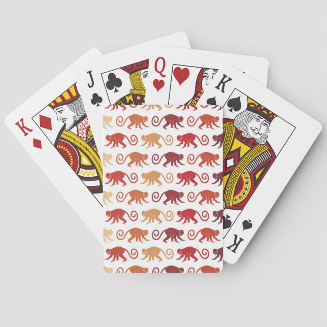 Red Monkeys Pattern Playing Cards (Back)