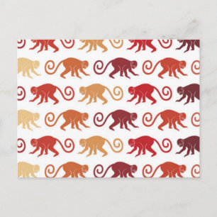 Red Monkeys Pattern Postcard