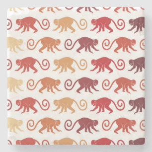 Red Monkeys Pattern Stone Coaster