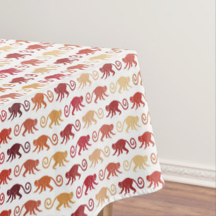 Red Monkeys Pattern Tablecloth