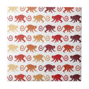 Red Monkeys Pattern Tile