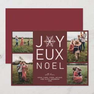 Red Monochrome Joyeux Noel Modern Holiday Card