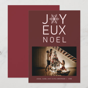 Red Monochrome Joyeux Noel Modern Holiday Card