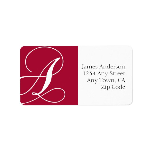 Red Monogram A Address Labels (Front)